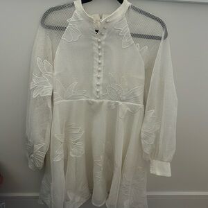 Mare Mare X Anthropologie long sleeve white floral dress, Size Medium